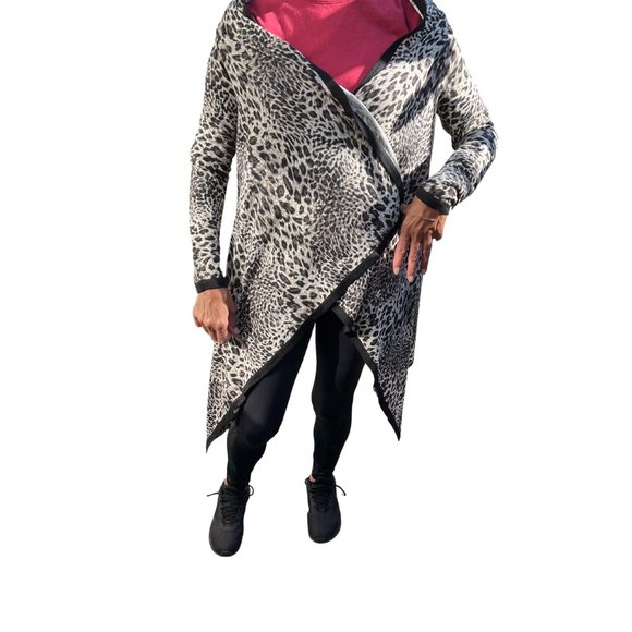 BCBGMaxAzria Long Sleeve Polyester Blend Open Front Cardigan Black & Tan Size M - Picture 2 of 9